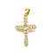 Brass Micro Pave Cubic Zirconia Pendants, Cross, Long-Lasting Plated, Lead Free & Cadmium Free, Real 18K Gold Plated, 27.5x19x3mm, Hole: 6mm