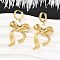 Bowknot 304 Stainless Steel Plstic Imitation Pearl Hoop Earrings for Women, Real 18K Gold Plated, 48x25mm