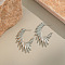 Stainless Steel C-shaped Angel Wing Stud Earrings, Silver, 57x37.6mm