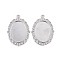 Tibetan Style Oval Alloy Pendant Cabochon Settings, Lead Free & Cadmium Free, Platinum, Tray: 25x18m, 39x29x2mm, Hole: 2.5mm