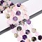 3 Styles Natural Rose Quartz & Prehnite & Amethyst Beads Strands, Hexagon, with Seed Beads, 8~10x8~10x4~5mm, Hole: 0.9~1mm, about 18~19pcs/strand, 7.68~8.07''(19.5~20.5cm)