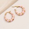 Stylish Enamel Earrings Set, High Quality 201 Stainless Steel Gold-plated Hoop Earrings, Pink, 26x26mm