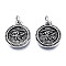 Tibetan Style Alloy Pendant Rhinestone Settings, with Jump Rings, Cadmium Free & Lead Free, Flat Round with Eye of Horus Pattern, Antique Silver, Fit for 1mm Rhinestone, 18x15x2mm, Hole: 3mm