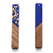 Opaque Resin & Walnut Wood Big Pendants, with Gold Foil, Rectangle Charm, Medium Blue, 51.5x7.5x3mm, Hole: 1.8mm