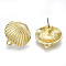 Alloy Stud Earring Findings, with Loop, Steel Pins, Shell, Light Gold, 17.5x17.5mm, Hole: 1.6mm, Pin: 0.7mm