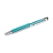 Silicone & Plastic Touch Screen Pen, Aluminum Ball Pen, with Transparent Resin Diamond Shape Beads, Dark Turquoise, 146x13x10mm
