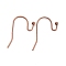 Brass Hook Ear Wire, Lead Free & Cadmium Free & Nickel Free, Red Copper, about 11mm wide, 22mm long, 0.75mm thick