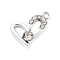 Alloy Rhinestone Pendants, UV Plated, Heart, Platinum, 18x17.5x4mm, Hole: 1.6mm