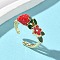 Brass Enamel Adjustable Cuff Rings for Women, Golden, Strawberry, Strawberry: 10x20mm, Inner Diameter: Adjustable