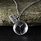 Clear Glass with Dandelion Inside Pendant Necklaces, Rectangle Wish Zinc Alloy Jewelry for Women, Platinum, Round, 17.72~18.70 inch(45~47.5cm)