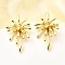 Brass Flower Stud Earrings, Long-Lasting Plated, Rack Plating, Golden, 35.5x23.5mm