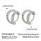 Stainless Steel Two-layer C-Shaped Hoop Earrings, Silver, 13.5x13.4mm