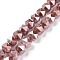 Glass Pearl Beads Strands, Faceted, Polygon, Pale Violet Red, 7.5x7.5mm, Hole: 1mm, about 49pcs/strand, 14.09 inch(35.8cm)