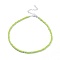 Glass Seed Beaded Necklaces, with Zinc Alloy Lobster Claw Clasps and Iron Twist Chains Extender, Lawn Green, 14.9 inch(38cm)