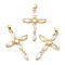 Rack Plating Brass Micro Pave Cubic Zirconia Pendants, Long-Lasting Plated, Lead Free & Cadmium Free, Cross, Real 18K Gold Plated, 38x24.5x4.5mm, Hole: 4x3.5mm