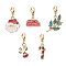 Christmas Alloy Enamel Pendant Decorations Sets, with 304 Stainless Steel Lobster Claw Clasps, Christmas Reindeer & Santa Claus & Holly Leaf & Candy Cane, Mixed Color, 25~37mm, 5pcs/set