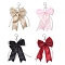 4Pcs 4 Colors Polyester Bowknot Pendant Keychains, with ABS Plastic Imitation Pearl Round Beads and Iron Alloy Lobster Claw Clasp Keychains, Platinum, Mixed Color, 205mm, 1pc/color