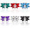6 Pairs 6 Colors Sparkling Rhinestone Stud Earrings with Alloy Pins, Flower, Mixed Color, 21x16mm, 1 pair/color