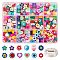 11 Styles Handmade Polymer Clay Beads, Taiji & Eye & Heart & Fruit Theme & Star & Flower with Smiling Beads , Mixed Color, 6x0.5mm, Hole: 1.8mm, Star: 1strand/style, others: 20pcs/style, 10 styles