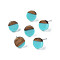 Opaque Resin & Walnut Wood Stud Earrings, with 316 Stainless Steel Pins, Flat Round, Medium Turquoise, 10mm, Pin: 0.7mm