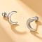 Simple and Elegant S925 Sterling Silver Moon Stud Earrings, Silver, 8x6mm