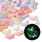 Luminous Transparent Acrylic Beads, Wing, with Glitter Powder, Glow in the Dark, Mixed Color, 9x22x6.5mm, Hole: 2mm, 657pcs/500g