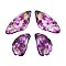 Transparent Epoxy Resin Pendants, Wings with Floral Pattern Charms, with Gold Foil, Medium Orchid, 39x19x2.5mm, Hole: 1mm