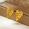 Stylish 304 Stainless Steel Leaf Stud Earrings for Women's Daily Wear, Golden, 24.76x17.49mm