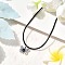 Alloy & Natural Lapis Lazuli Pendant Waxed Cord Necklace, Butterfly, 18.07 inch(45.9cm), Butterfly: 12x15.5mm