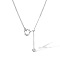Brass Clear Cubic Zirconia Ring Pendant Necklaces, Adjustable Tassel Lariat Necklaces for Women, Platinum, 19.69 inch(50cm)