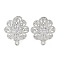 Flower Brass Micro Pave Cubic Zirconia Stud Earrings Finding, with Horizontal Loops, Cadmium Free & Lead Free, Platinum, 18x16mm, Hole: 1.2mm, Pin: 0.8mm