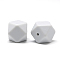 Food Grade Eco-Friendly Silicone Beads, Faceted Cube, Light Grey, 14x14x14mm, Hole: 2mm