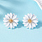 Alloy Stud Earrings, Flower, Golden, White, 29x29mm