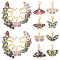 16Pcs 8 Styles Alloy Enamel Pendant Locking Stitch Markers, with 316 Surgical Stainless Steel Wine Glass Charms Rings, Butterfly, Mixed Color, 2.7~3cm, 2pcs/style