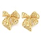 Brass Bowknot Stud Earrings, Real 18K Gold Plated, 28x26mm