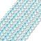 Transparent Glass Beads Strands, Faceted, Bicone, Sky Blue, 5.5~6x5mm, Hole: 1.2mm, about 78~79pcs/strand, 15.35~15.55''(39~39.5cm)