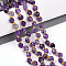 Natural Amethyst Beads Strands, with Seed Beads, Faceted, Teardrop, 6~7x5~6.5mm, Hole: 0.9mm, about 49~57pcs/strand, 13.58~14.96''(34.5~38cm), Seed Beads: 3x2mm