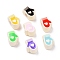 Rubberized Style Acrylic European Beads, with Enamel, Large Hole Beads, Gloves with Heart, Mixed Color, 13x9.5x7.5mm, Hole: 4mm