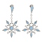 Rack Plating Brass Micro Pave Clear Cubic Zirconia Snowflake Dangle Stud Earrings, Cadmium Free & Lead Free, Long-lasting Plated, Platinum, 49x27mm, Pin: 0.8mm