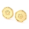 304 Stainless Steel Stud Earrings, Flat Round with Flower, Real 18K Gold Plated, 12.5x13mm
