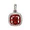 925 Sterling Silver Pave Cubic Zirconia Pendants, Real Platinum Plated, Square, 16x13.5x7mm, Hole: 4.5x3.5mm