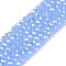 Electroplate Glass Beads Strands, Imitation Jade Beads, Pearl Luster Plated, Faceted, Rondelle, Cornflower Blue, 2.9~3.3x2mm, Hole: 0.8mm, about 135~140pcs/strand, 32~34cm