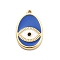 304 Stainless Steel Enamel Rhinestone Pendants, PVD Vacuum Plating, Evil Eye, Real 18K Gold Plated, Oval, 21.5x13.5x2mm, Hole: 1.4mm