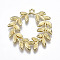 Rack Plating Alloy Pendants, Cadmium Free & Lead Free, Olive Branch, Light Gold, 38.5x37.5x2mm, Hole: 2mm