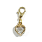 Pendant Decorations, with Zinc Alloy Lobster Claw Clasps and Heart Alloy Charms, with Cubic Zirconia, Golden, 25mm