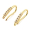 Brass with Cubic Zirconia Earring Hooks, Ear Wire, Real 18K Gold Plated, 18 Gauge, 18.5x2x8mm, Hole: 1.2mm, Pin: 1mm