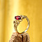 Horse Eye & Knot 304 Stainless Steel with Cubic Zirconia Finger Rings, Golden, Dark Red, 13mm,US Size 11(20.6mm)
