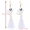 Halloween Theme Alloy Enamel Dangle Earrings, Golden, Ghost, 90mm