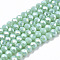 Electroplate Glass Beads Strands, Opaque Solid Color, AB Color Plated, Faceted, Rondelle, Dark Turquoise, 4x3mm, Hole: 0.4mm, about 105~110pcs/strand, 38~39cm