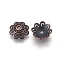 Tibetan Style Bead Caps, Cadmium Free & Nickel Free & Lead Free, Flower, Red Copper, 13.5x3mm, Hole: 2mm